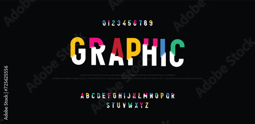 Graphic Future font creative modern alphabet fonts. Typography colorful bold color regular. vector illustrator photo