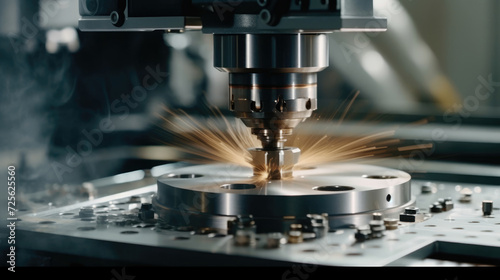 CNC milling machine is cutting metal