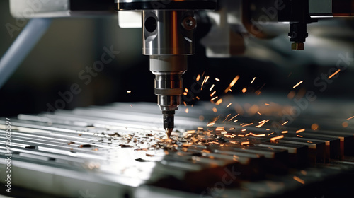 CNC milling machine is cutting metal