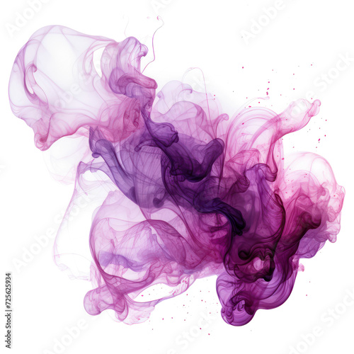 Abstract  violet ink smoke, purple cloud on transparent png. © Feecat