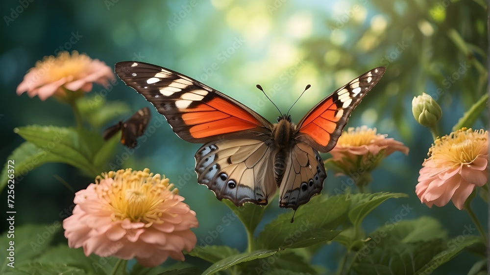 Butterfly play with flower butterfly on flower butterfly flaying in the park on the flower Butterfly play with flower butterfly on flower butterfly flaying in the park on the flower