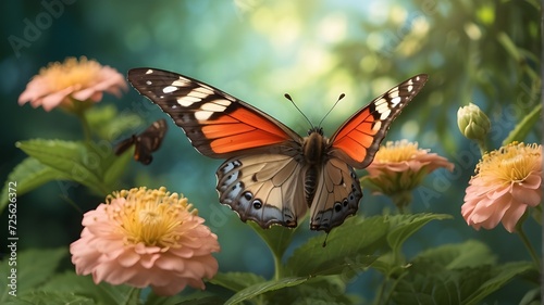 Butterfly play with flower butterfly on flower butterfly flaying in the park on the flower