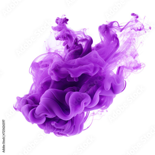 Abstract violet ink smoke, purple cloud on transparent png.