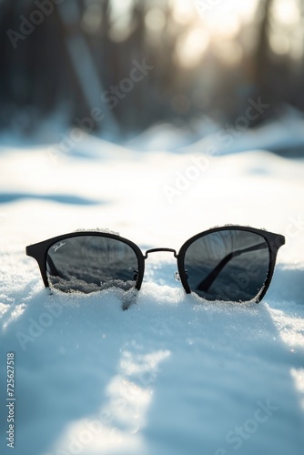 sunglasses on snow