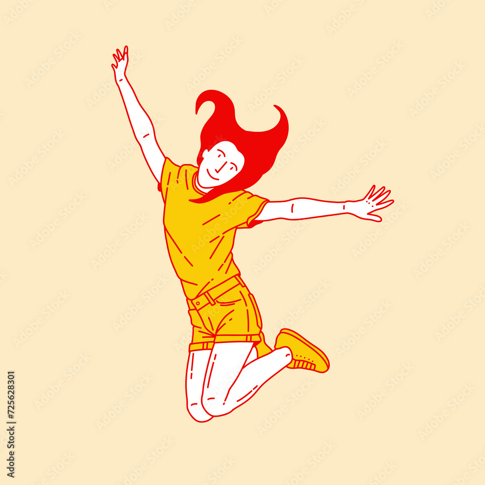 Simple cartoon illustration of people jumping 3