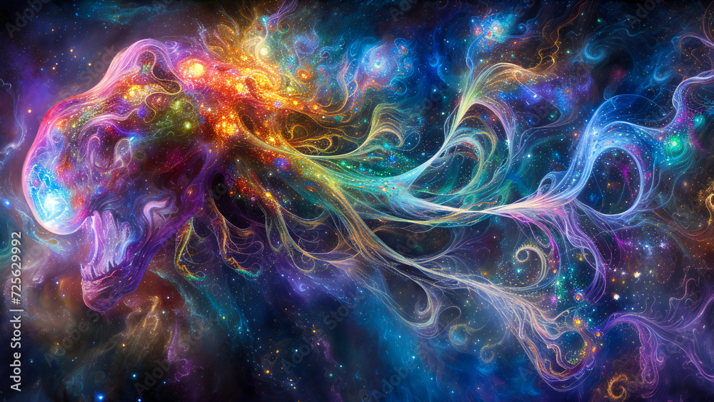 A fantasy majestic alien creature with bioluminescence A fantasy majestic alien creature with bioluminescence