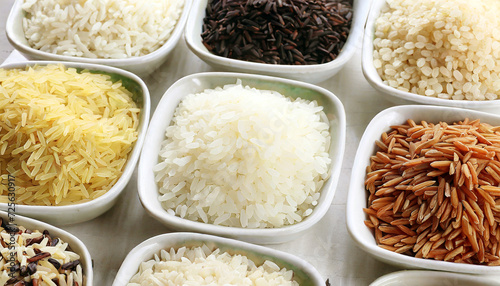 Types of Rice Grains in Small Containers