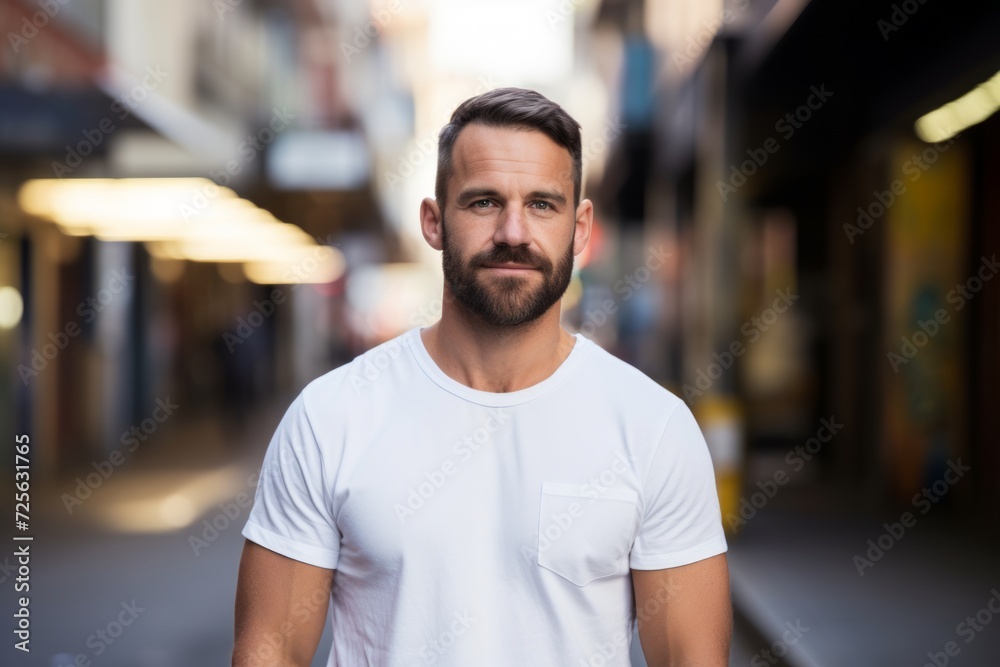 Portrait of a handsome bearded man in a white T-shirt. Portrait of a handsome bearded man in a white T-shirt.