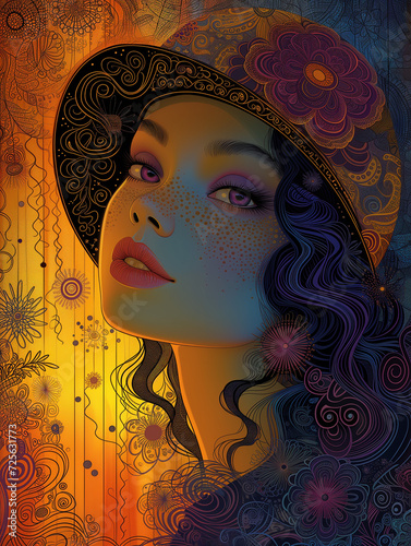 Unusual portrait of a beautiful girl, art