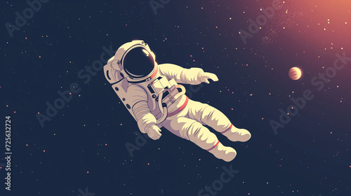 simplistic, minimalistic, 2d cartoon astronaut floating in deep space, cartoonish, very simple, astronaut floating in deep space