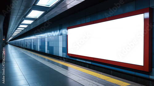 Blank billboard on the metro station
