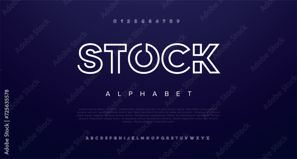 Stock Double line monogram alphabet and tech fonts. Lines font regular uppercase and lowercase. Vector illustration. - obrazy, fototapety, plakaty 