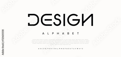 Design Modern creative minimal abstract digital colorful alphabet font design photo