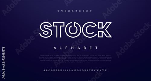 Stock Double line monogram alphabet and tech fonts. Lines font regular uppercase and lowercase. Vector illustration. photo
