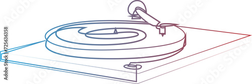 Vinyl record player turntable one line art. Continuous line drawing of analog audio player, retro music turntable vinyl disc jockey concept. Vector illustration.