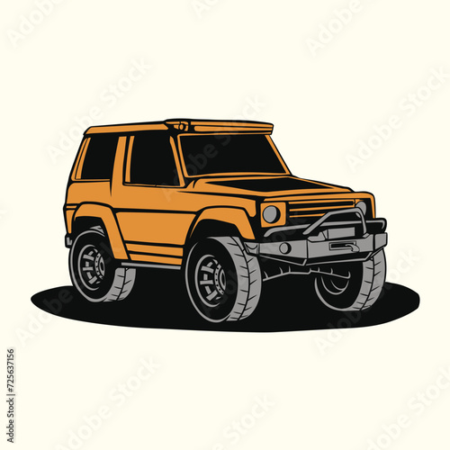 vintage jeep vector illustration on isolated background