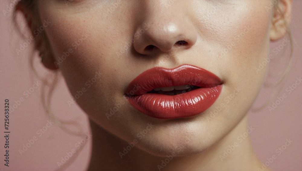 Obraz premium Bright lips with red lipstick: Be irresistible!