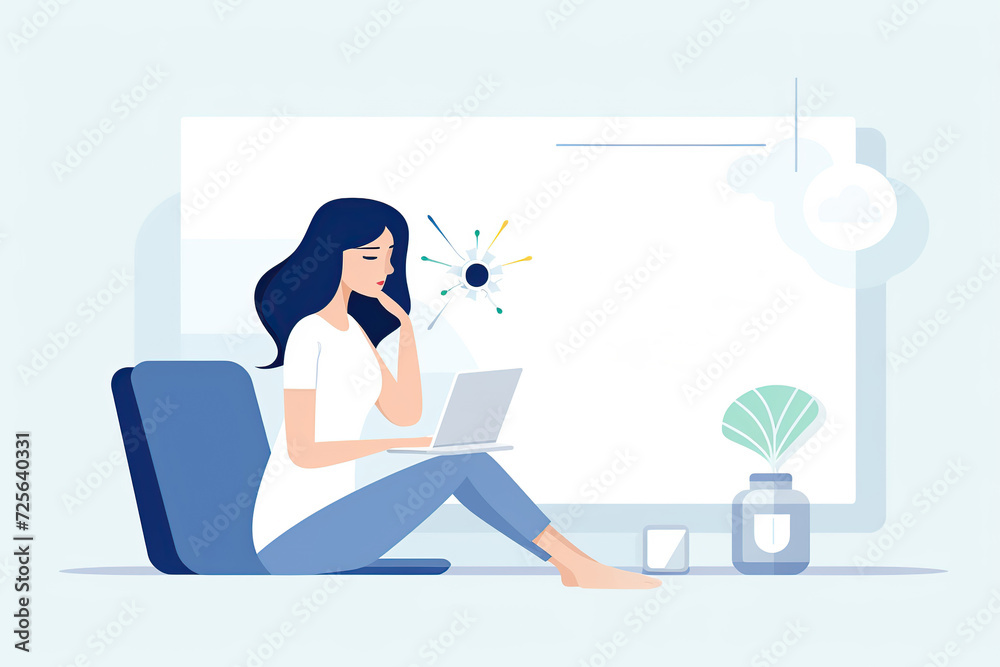Woman freelancer template, flat illustration. AI Generated. Woman freelancer template, flat illustration. AI Generated.
