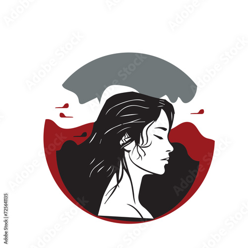 Conceptual illustration of depression, Persistent feelings of sadness, hopelessness, and a lack of interest in activities.