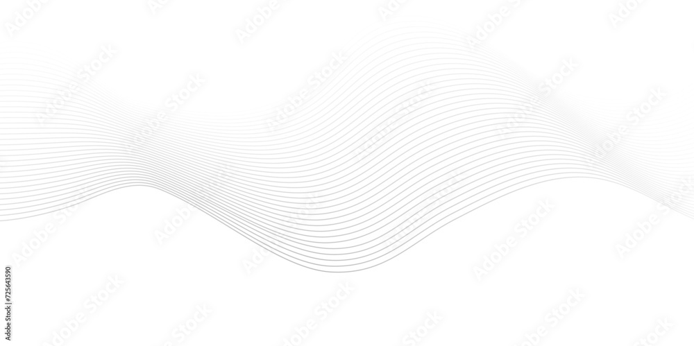 Fototapeta premium Modern abstract white wave digital geometric Technology, data science frequency gradient lines on transparent background. Isolated on gray and white background. gray and white wavy stripes background.