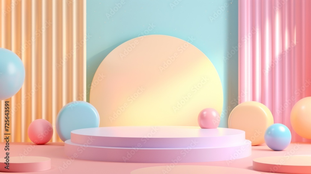 Display podium design for mock up and product presentation pastel color scene Display podium design for mock up and product presentation pastel color scene