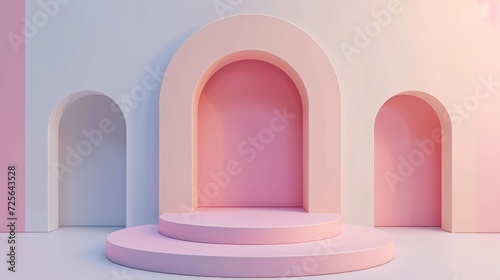 Display podium design for mock up and product presentation pastel color scene