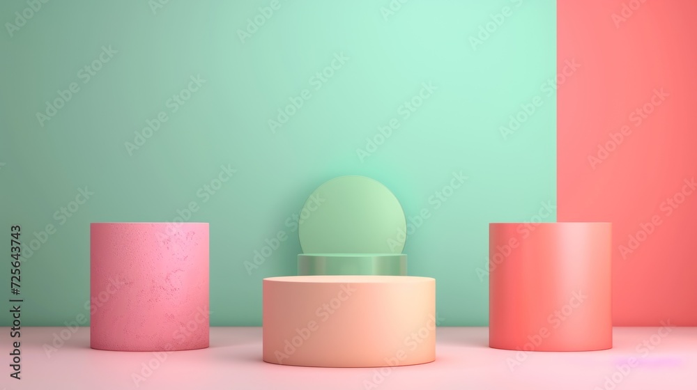 Display podium design for mock up and product presentation pastel color scene