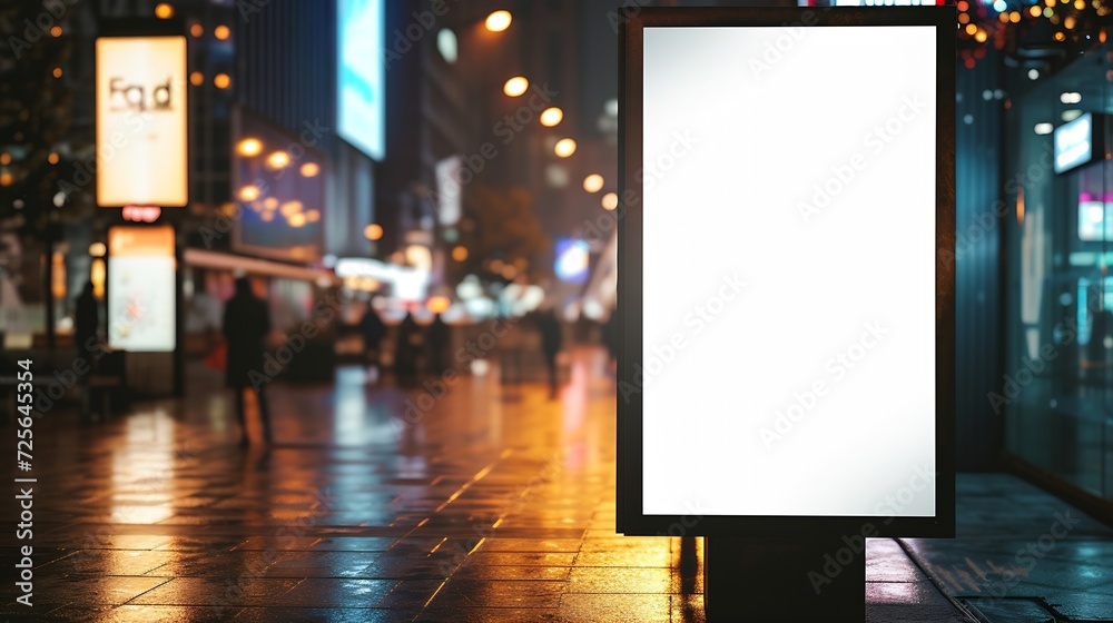 Generative AI : Blank city format banner pylon on the sidewalk mockup. Billboard in the city center mock up. Generative AI : Blank city format banner pylon on the sidewalk mockup. Billboard in the city center mock up.