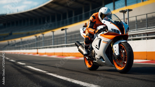 White and orange sport motorcycle