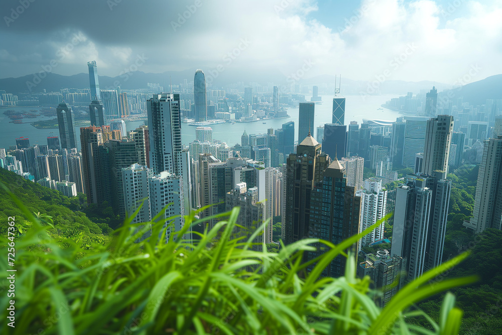 Obraz premium city skyline of Hong Kong and Singapore