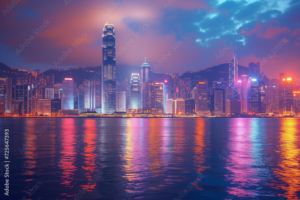 Fototapeta premium city skyline of Hong Kong and Singapore