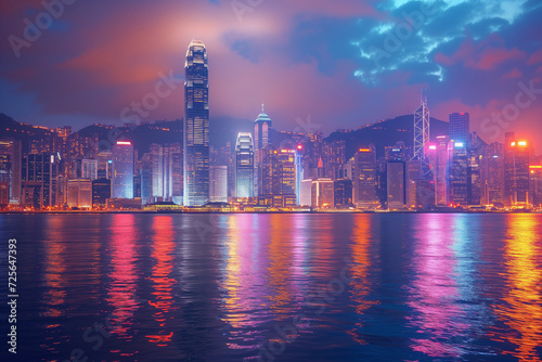 city skyline of Hong Kong and Singapore