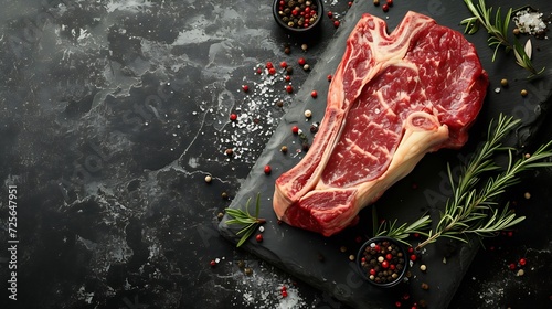 Generative AI : ribeye beef steak served on wooden board