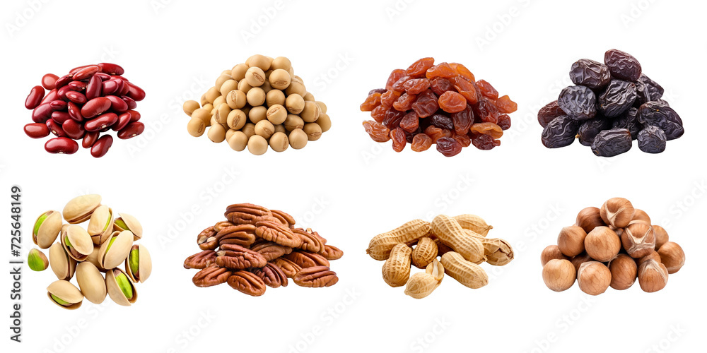 Set of dried berries and grains on a transparent background. Set of dried berries and grains on a transparent background.
