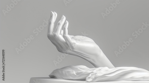 Elegant female hand gesture white sculpture, woman accessories art jewelry background