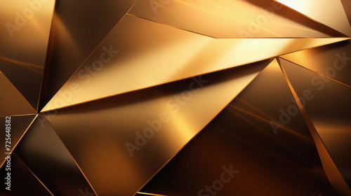 Of abstract golden metallic background. Futuristic polygonal design .