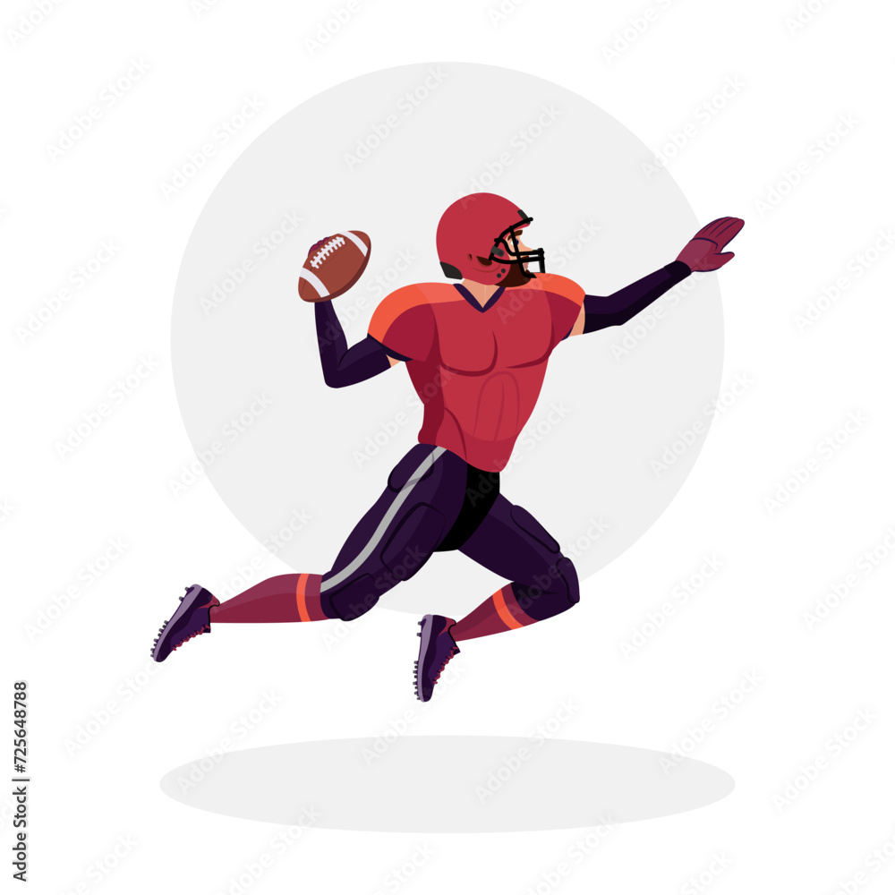 Illustration of an American football player. Football player. American football. Guy playing football.