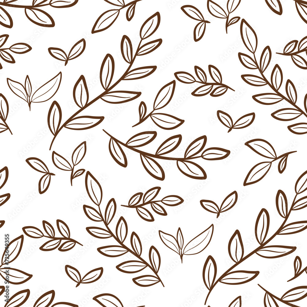 Fototapeta premium Hand draw botanical seamless patterns. Simple flat modern drawing. Floral texture collection for textile ,paper wrap and fashion design. Spring botanical print. Vector illustration.
