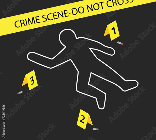 Police crime scene body outline silhouette with chalk