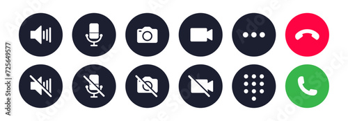 Video call icon set for smartphone interface - Vector Image