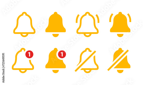 Notification bell icon set
