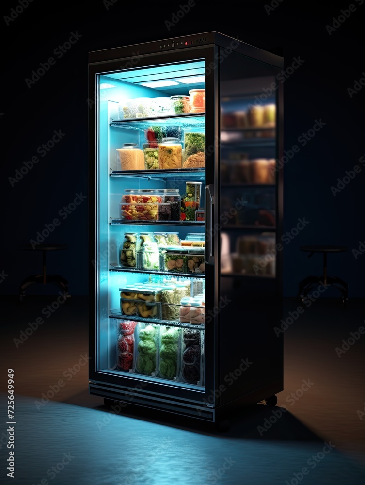 Open refrigerator with fresh produce, Generative AI Open refrigerator with fresh produce, Generative AI