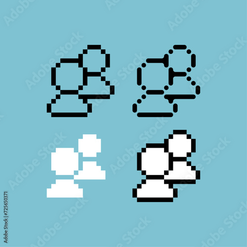 Pixel art outline sets icon of people variation color. People profile icon on pixelated style. 8bits perfect for game asset or design asset element for your game design. Simple pixel art icon asset.