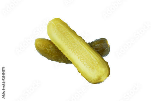 Pickled cucumber isolated on transparent background.