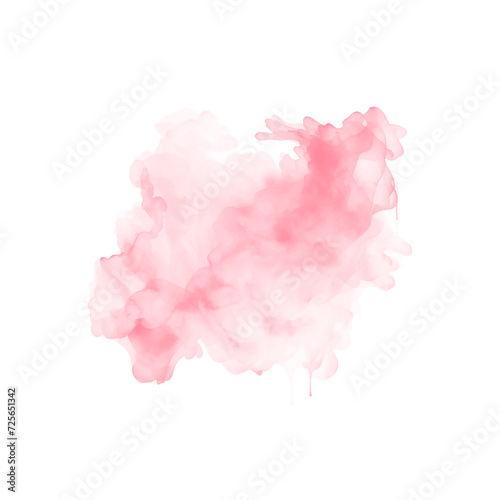 Fototapeta Naklejka Na Ścianę i Meble -  Abstract pink watercolor water splash on a white background. Vector watercolour texture in rose color. Ink paint brush stain. Pink soft light blot. Watercolor pastel splash