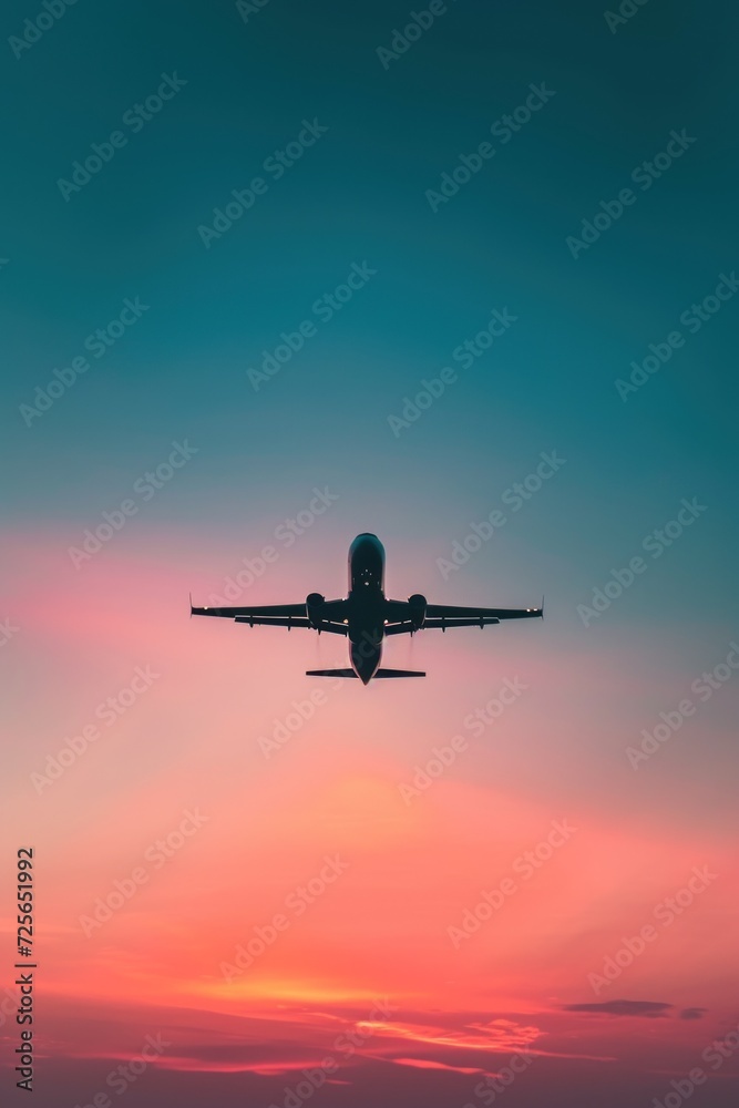 plane in the dusk sky