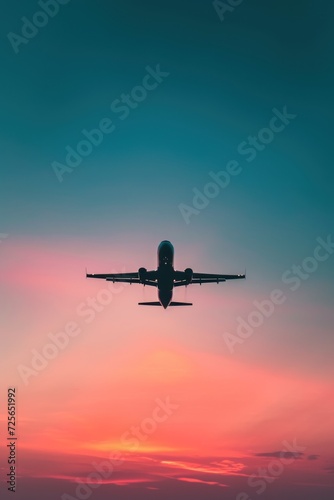 plane in the dusk sky