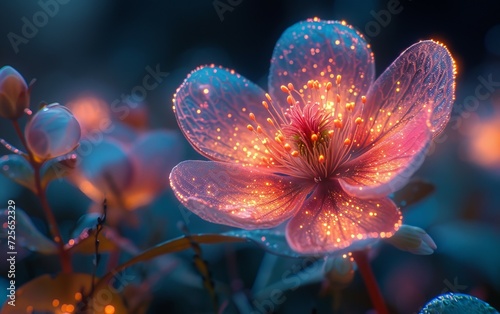 Flower under neon light. 