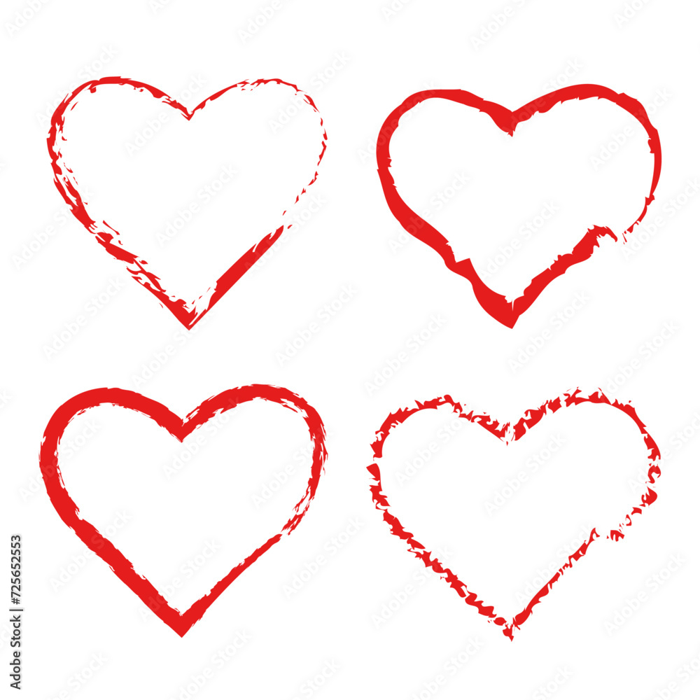 Happy valentines Day hand draw love hearts border set