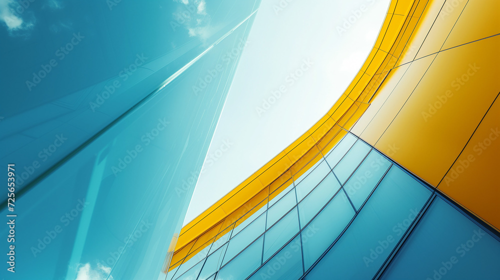 Obraz premium Ultramodern Facade of Sustainable Smart Building. Architecture Fashion, Minimal Design, Transparent Solar Panels. Business Center, Public Venue, Museum, Congress Hall. Success, Innovation, Inspiration